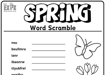 Spring Season Word Scramble 16 Words Vocabulary Activity for Kids Free Printable PDF File